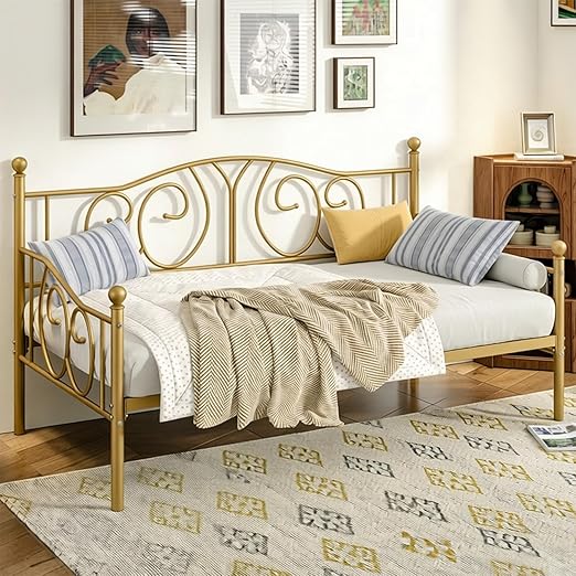 Twin Metal Daybed Frame with Classic Headboard