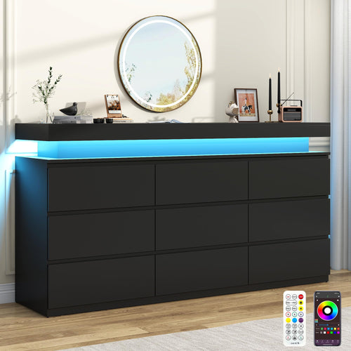 9 Drawer Dresser with LED Light