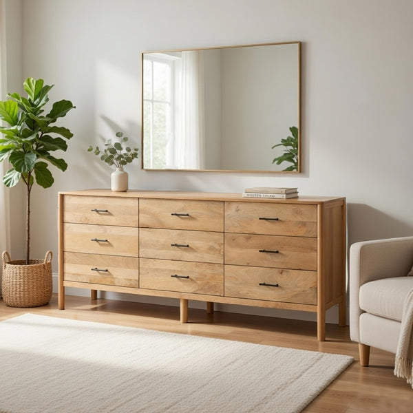 9-Drawer Mango Wood Dresser