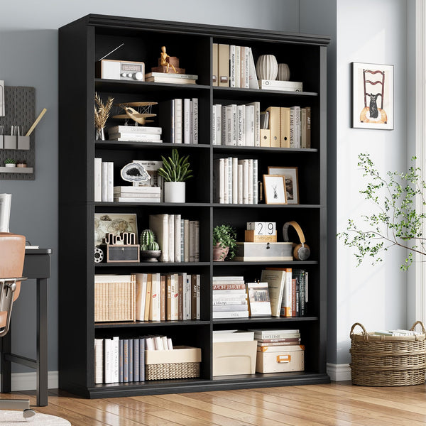Extra Large Double Bookcase with 6 Shelves