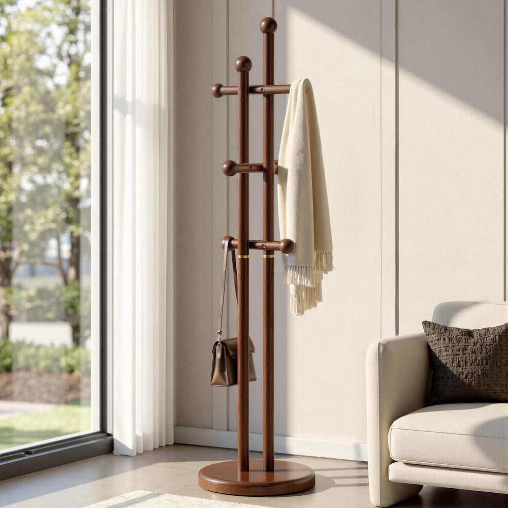 Freestanding Wooden Coat Rack Tree