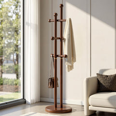 Freestanding Wooden Coat Rack Tree