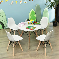 Kids Mini DSW Chair Set of 4 with Wood Legs & Curved Backrest