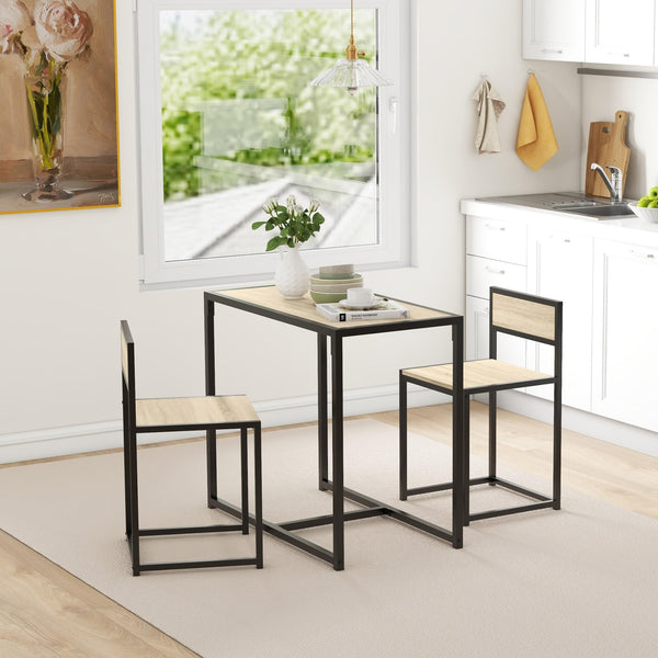 3-Piece Industrial Dining Table Set for 2