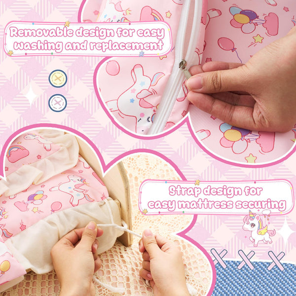 18 Inch Doll Bedding Set 6-Piece with Comforter, Mattress & Pillow