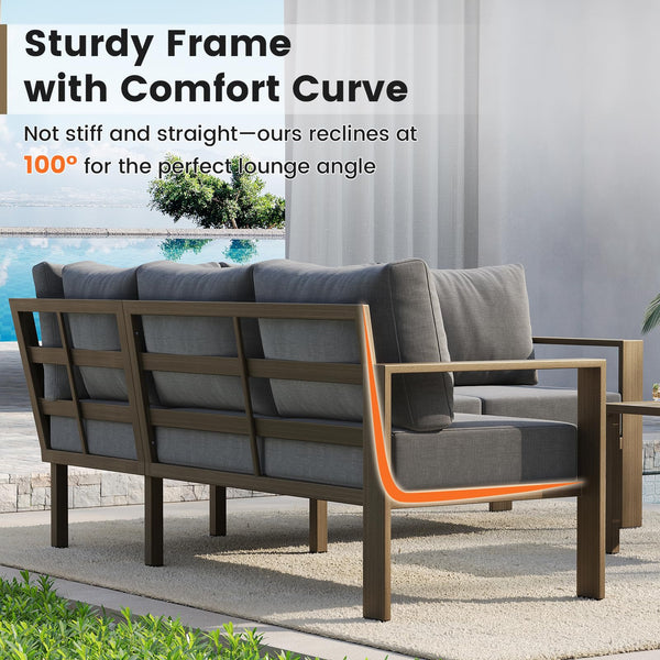 L-Shaped Outdoor Sectional Sofa Set with Coffee Table