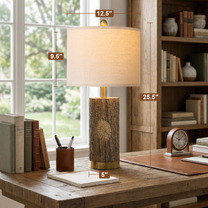 Rustic Farmhouse Table Lamp Set with USB Charging Ports