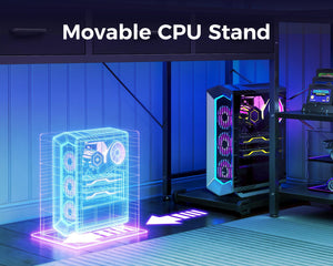 L-Shaped Gaming & Office Desk with Storage, LED Lighting & Power Outlet