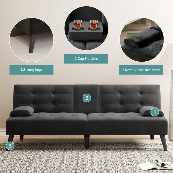64" Convertible Futon Sofa Bed