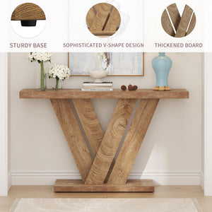 51-Inch Wood Console Table with V-Shaped Base