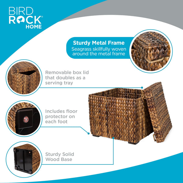 Handwoven Abaca Storage Ottoman with Lid