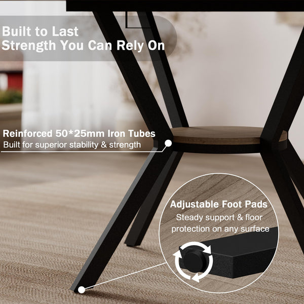 42–58" Extendable Round to Oval Dining Table with Hidden Leaves & Storage Shelf, Seats 4–6