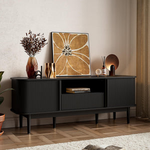 63" Fluted TV Stand with Sliding Doors