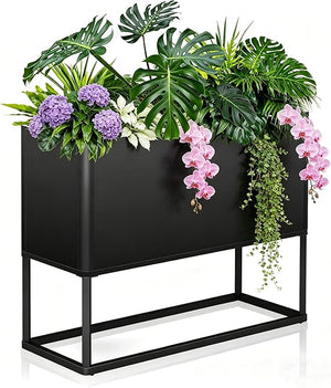 Large Metal Planter Box with Legs — Rectangular Raised Garden Bed for Outdoor & Indoor Use