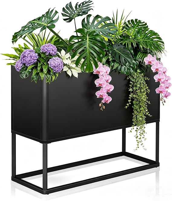 Large Metal Planter Box with Legs — Rectangular Raised Garden Bed for Outdoor & Indoor Use