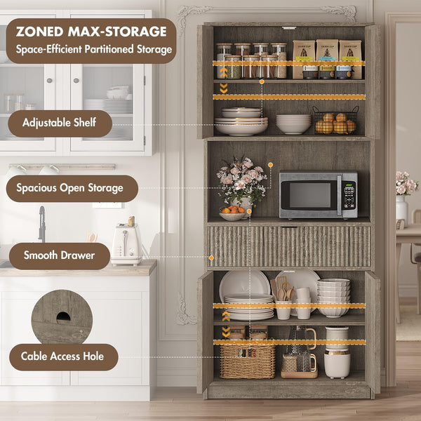 70-Inch Tall Kitchen Pantry Cabinet with Doors and Drawer