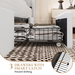 Velvet Storage Bed Frame with Charging Ports