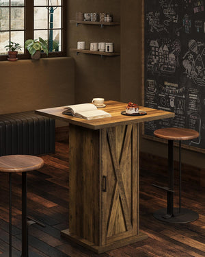 Square Bar Table with 3-Tier Storage Cabinet