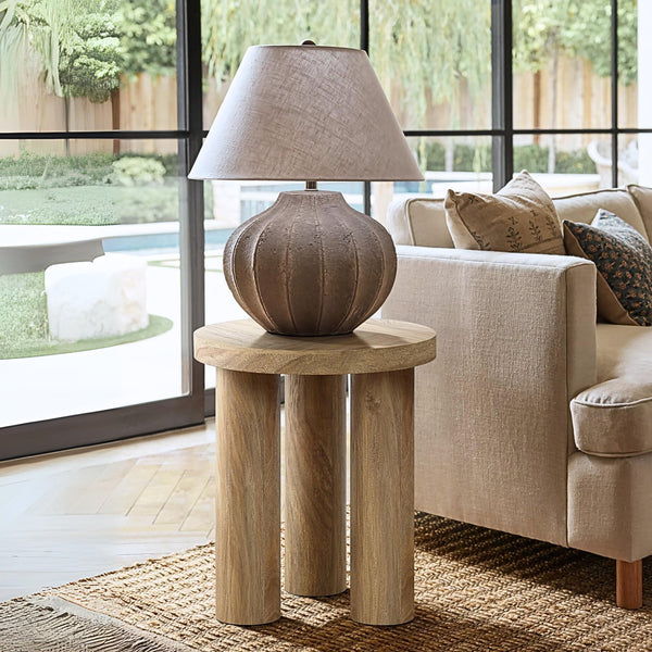 Round Side Table with 3 Pillar Legs
