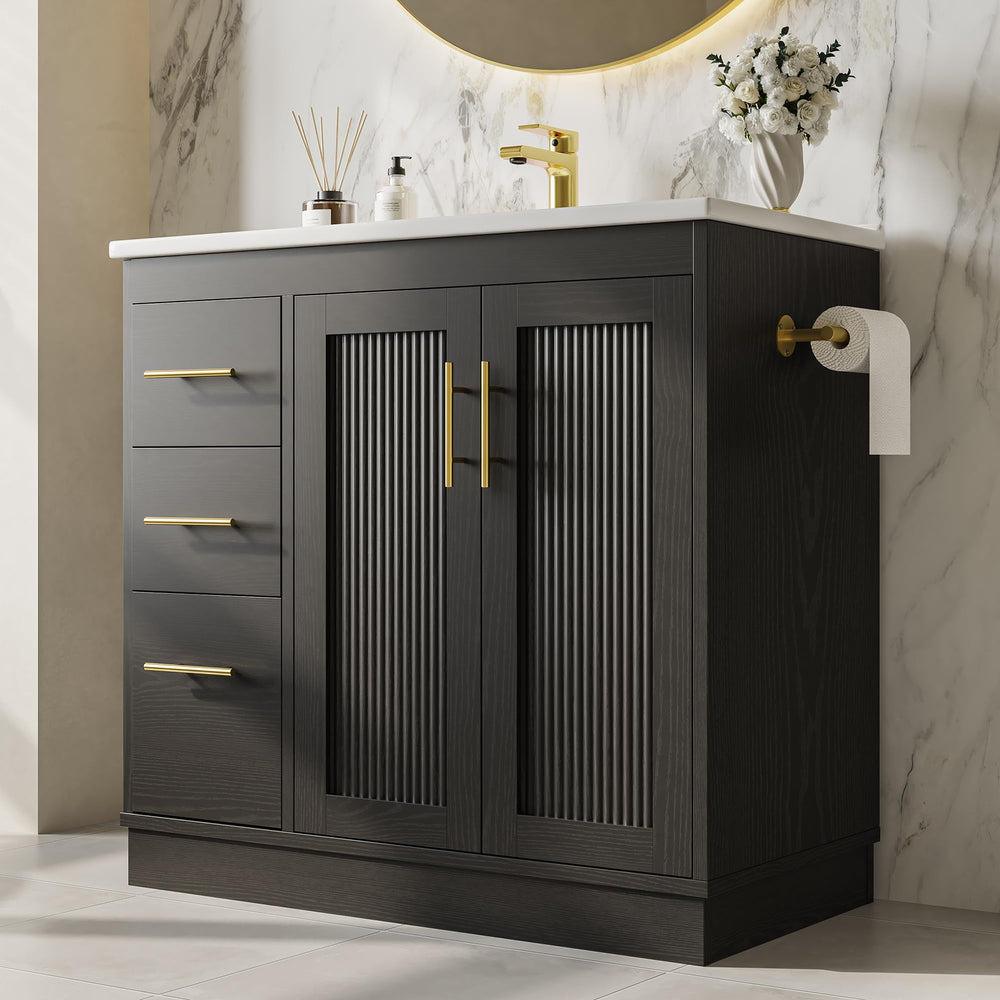 36-Inch Black Bathroom Vanity with Sink