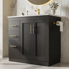 36-Inch Black Bathroom Vanity with Sink