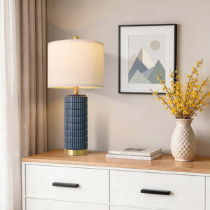 25" Ceramic Table Lamps Set of 2 with Gold Base
