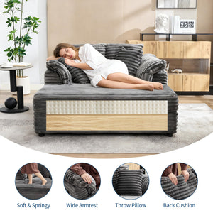 Oversized Chaise Lounge Chair with USB Port & Throw Pillows