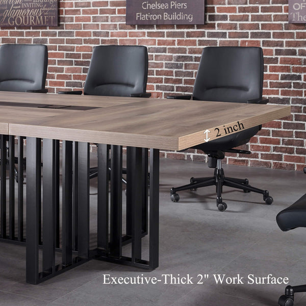 12ft Large Conference Table with 2" Thick Top & Metal Grid Base