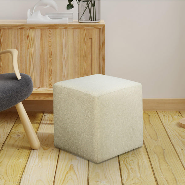 Square Cube Ottoman – Boucle Fabric, Snow