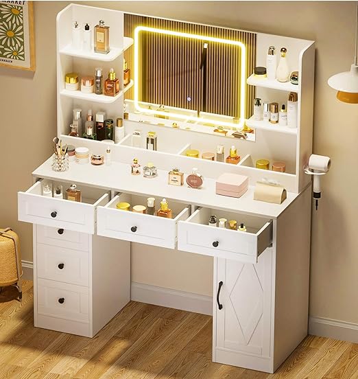 Vanity Desk with Mirror & Lights