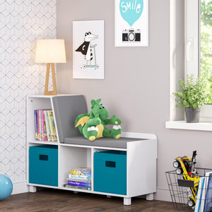 Kids Storage Bench with Cushioned Seat and Cubby Organizer