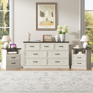 3-Piece Bedroom Set – 7-Drawer Dresser & 2 Nightstands