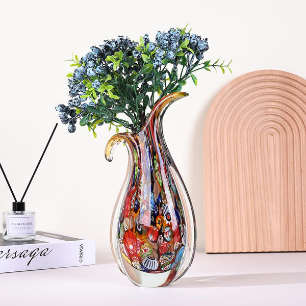 Hand Blown Glass Vase – Murano Style Ellipse Flower Vase