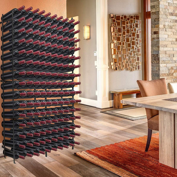 15-Tier Freestanding Metal Wine Rack – 75 or 150 Bottle Storage