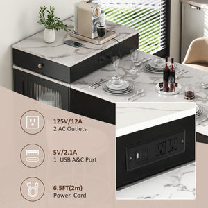 Kitchen Island with Extendable Dining Table & Power Outlet