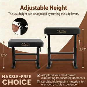 Hydraulic Piano Bench with Adjustable Height – Memory Foam Keyboard Stool