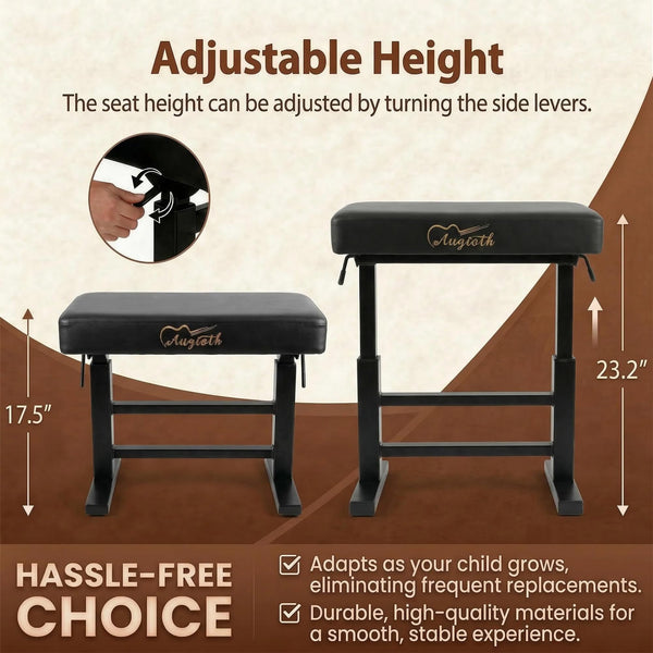 Hydraulic Piano Bench with Adjustable Height – Memory Foam Keyboard Stool