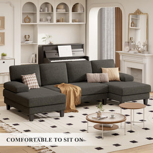 110" U-Shaped Sectional Sofa with Double Chaise