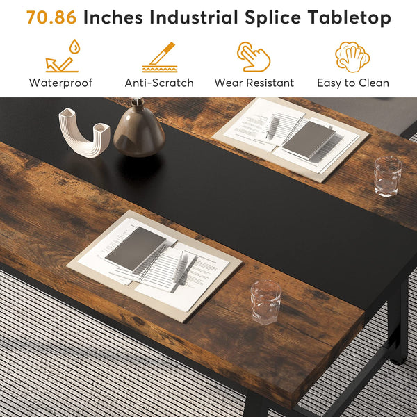 Large Rectangular Dining Table – Metal Frame, Seats 6–8