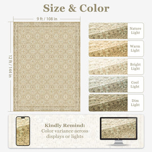 9x12 Moroccan Boho Area Rug – Washable, Non-Slip, Low Pile