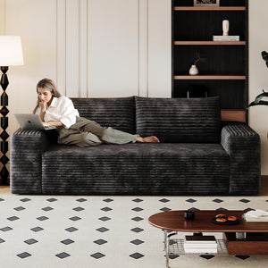 Corduroy Loveseat Boneless Sofa Couch – No Assembly, High-Density Foam