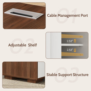 L-Shaped Executive Desk with Cabinet Storage, Bookshelf & CPU Stand