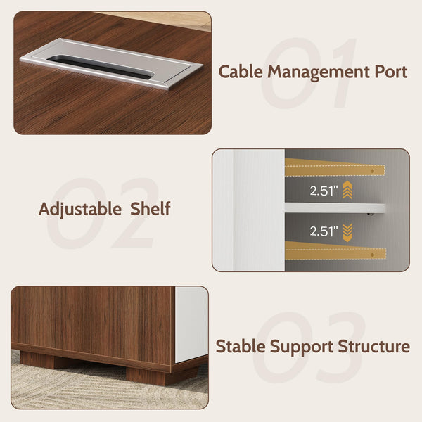 L-Shaped Executive Desk with Cabinet Storage, Bookshelf & CPU Stand