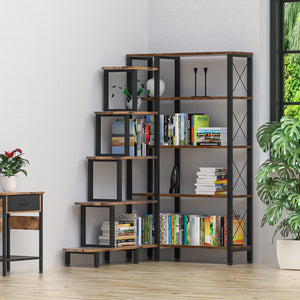 Industrial 5-Tier Corner Ladder Bookshelf