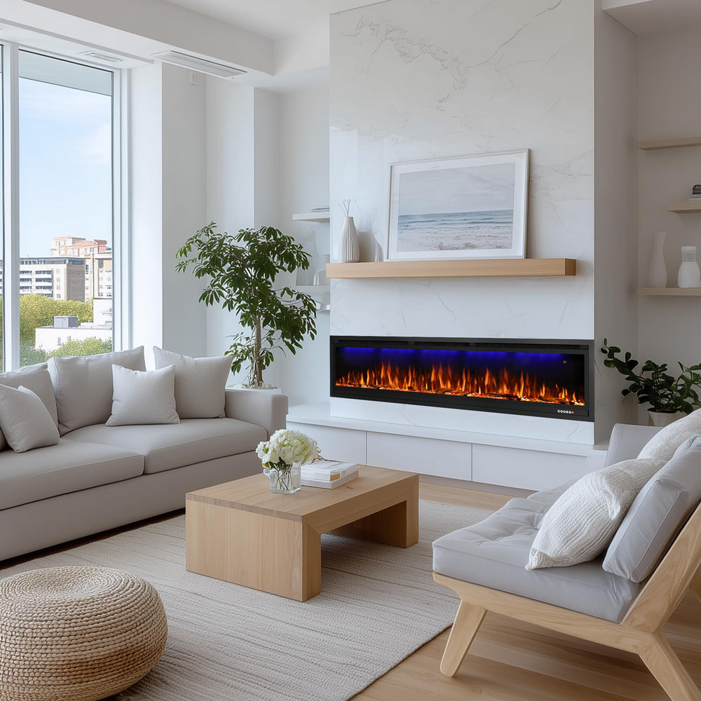 WiFi Electric Fireplace Insert – Wall Mounted & Recessed Linear Heater