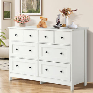 8-Drawer Dresser with Metal Knobs & Wood Legs