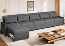 Convertible Sectional Sleeper Sofa with Adjustable Backrest & Ottoman