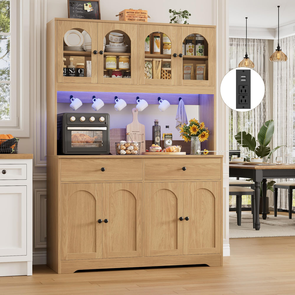 71" LED Kitchen Pantry Cabinet with Power Outlet