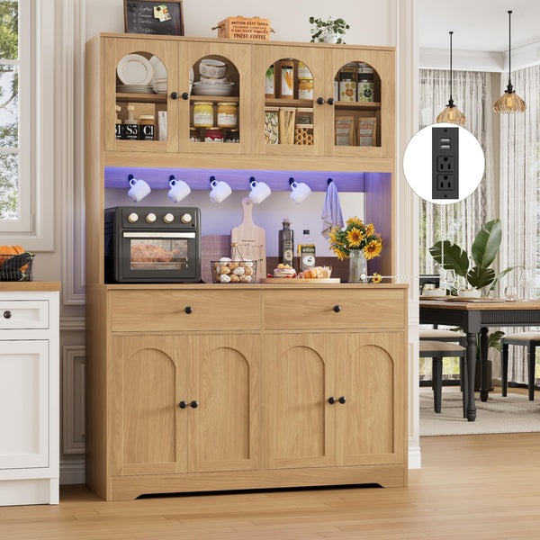 71" LED Kitchen Pantry Cabinet with Power Outlet