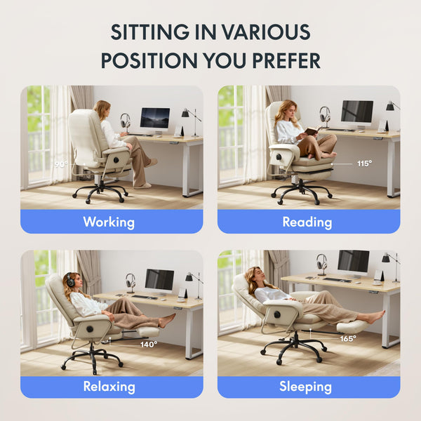 2-in-1 Reclining Chaise Lounge Chair with Wheels and Footrest
